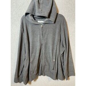 Fashion Bug Women's 4X Gray Full Zip Fleece Hoodie Jacket Plus Size Casual